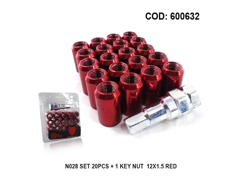 N028 SET 20PCS+1 KEY NUT 12X1.5 RED