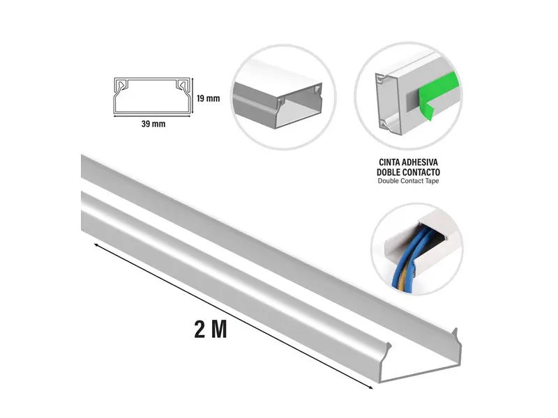 CANALETA MOLDURA DE PVC 39 x 19 mm