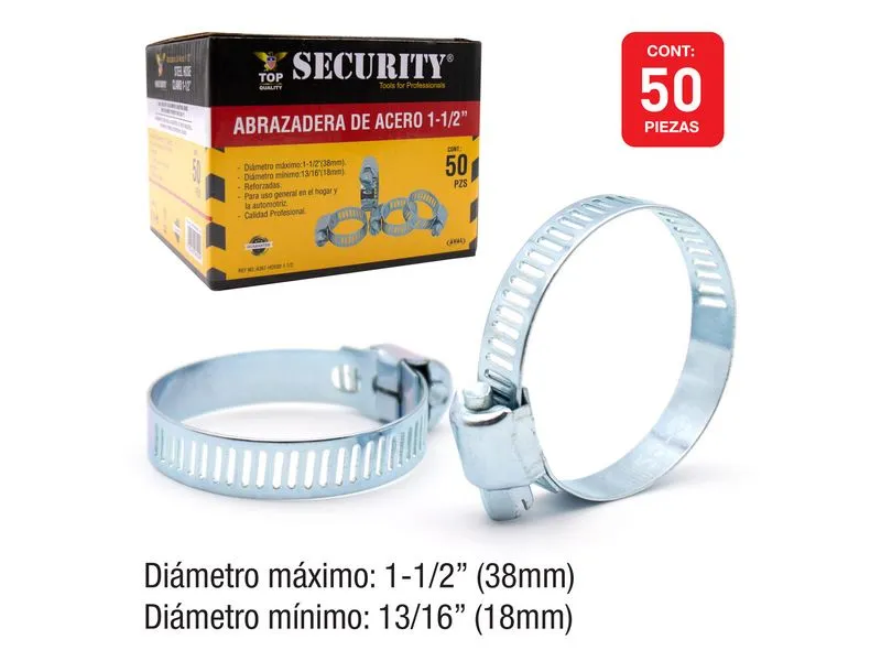 ABRAZADERA DE ACERO DE 13/16" A 1-1/2" 50 PZS