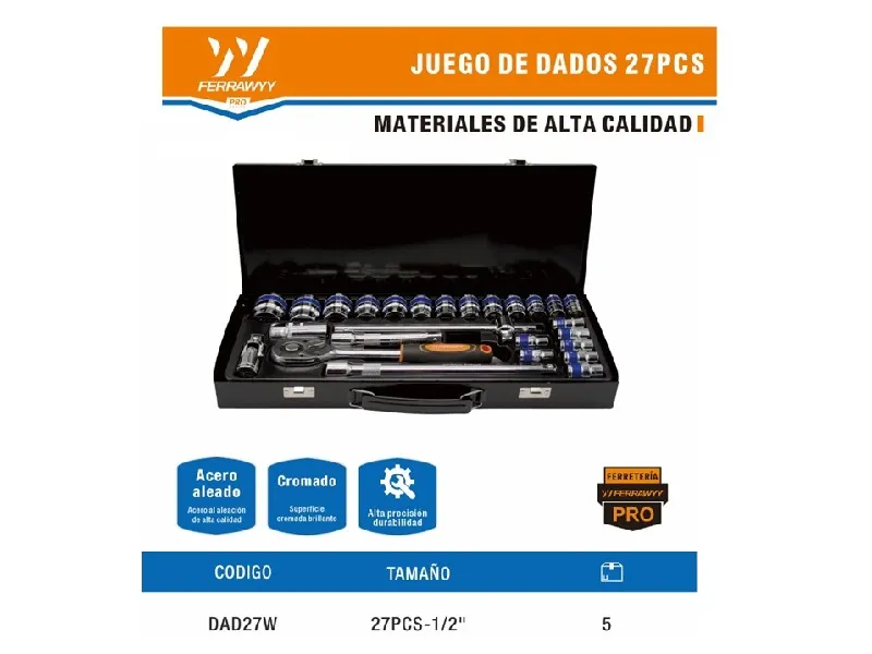 DADOS SET 27PCS ACERO-CARBONO FWYY