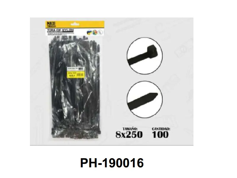 BRIDA NEGRO 8 X 250 - 100PCS/BAG
