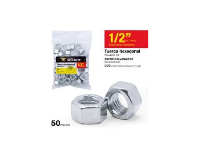 TUERCA HEXAGONAL 1/2" (50 PIEZAS)