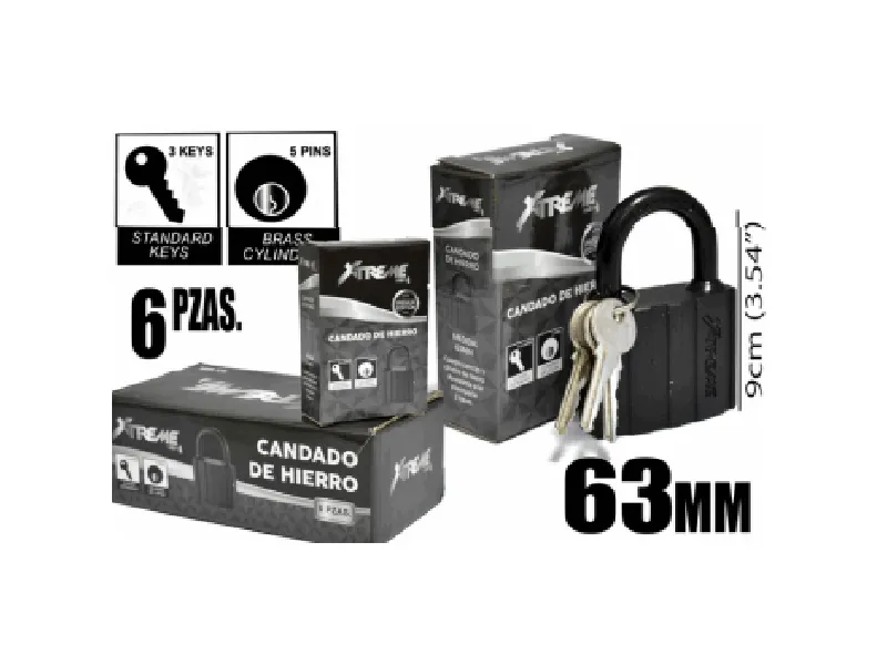 CANDADO 63MM CON FORRO DE GOMA