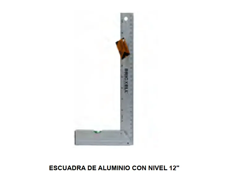 ESCUADRA DE ALUMINIO CON NIVEL 12"