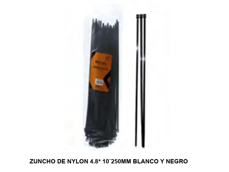 BRIDA DE NYLON 4.8* 10¨250MM BLANCO Y NEGRO