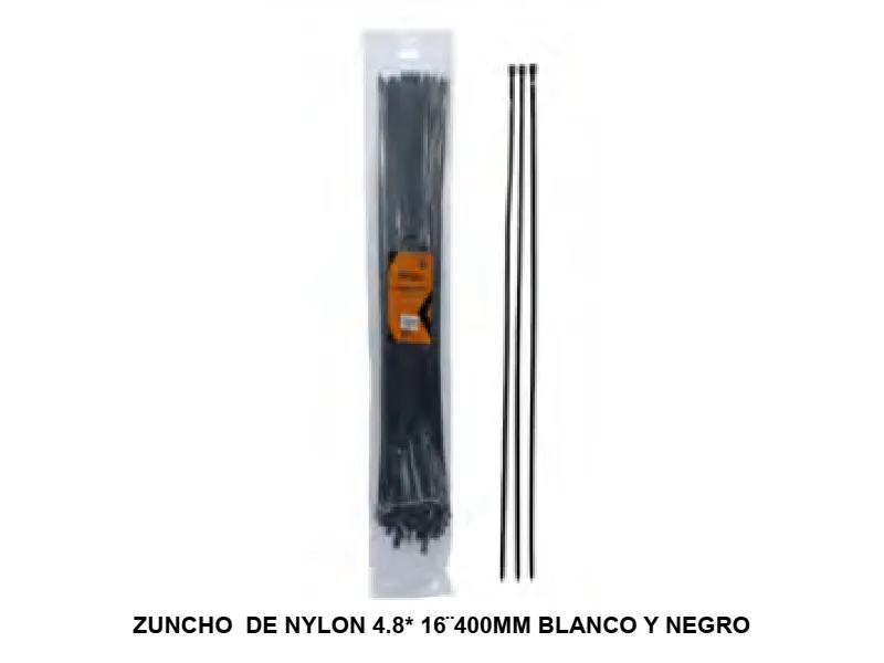 BRIDA  DE NYLON 4.8* 16¨400MM BLANCO Y NEGRO