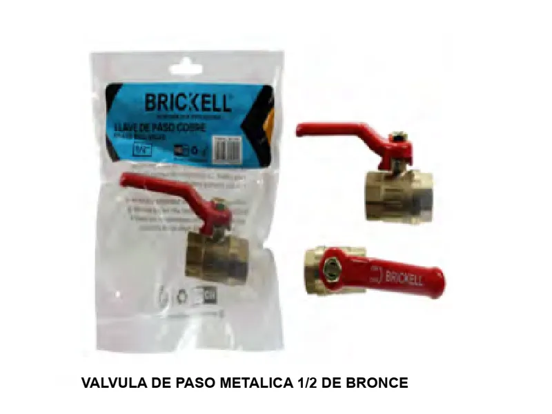 VALVULA DE PASO METALICA 1/2 DE BRONCE