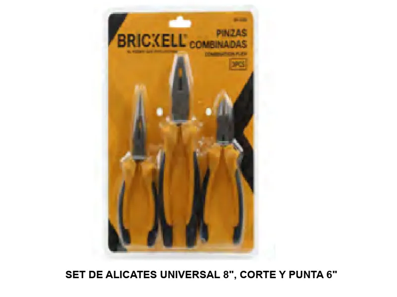 SET DE ALICATES UNIVERSAL 8". CORTE Y PUNTA 6"