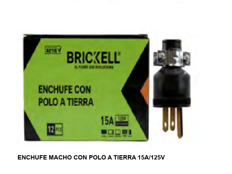 ENCHUFE MACHO CON POLO A TIERRA 15A/125V  10PCS