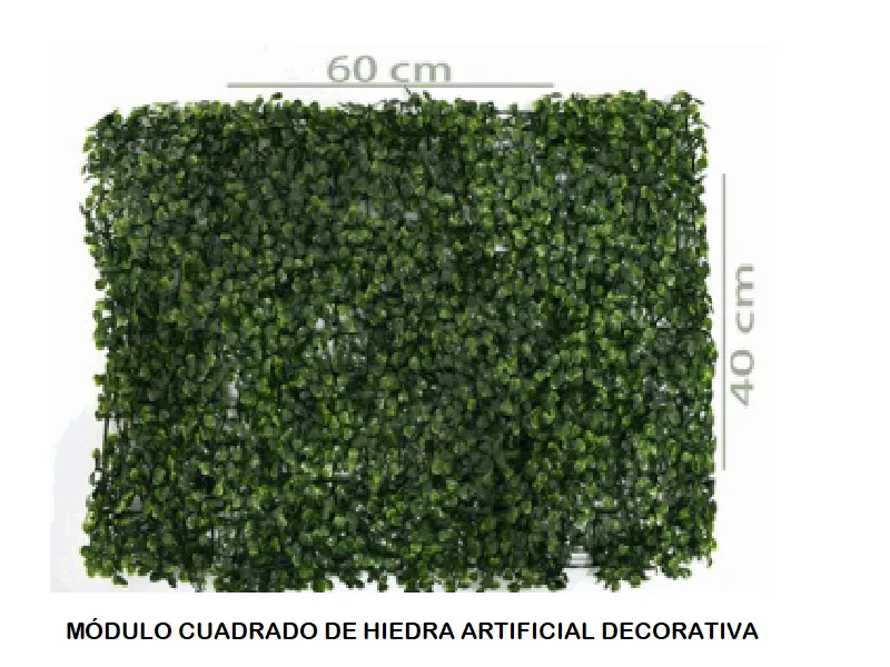 MÓDULO CUADRADO DE HIEDRA ARTIFICIAL DECORATIVA  60CM X 40 CM
