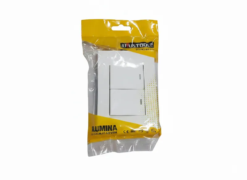 INTERRUPTOR PLANA DOBLE, COLOR BLANCO, UYUSTOOLS