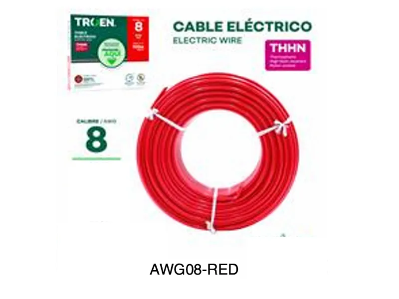CABLE ELECTRICO THWN - #8 - 100M - ROJO  (COBRE )