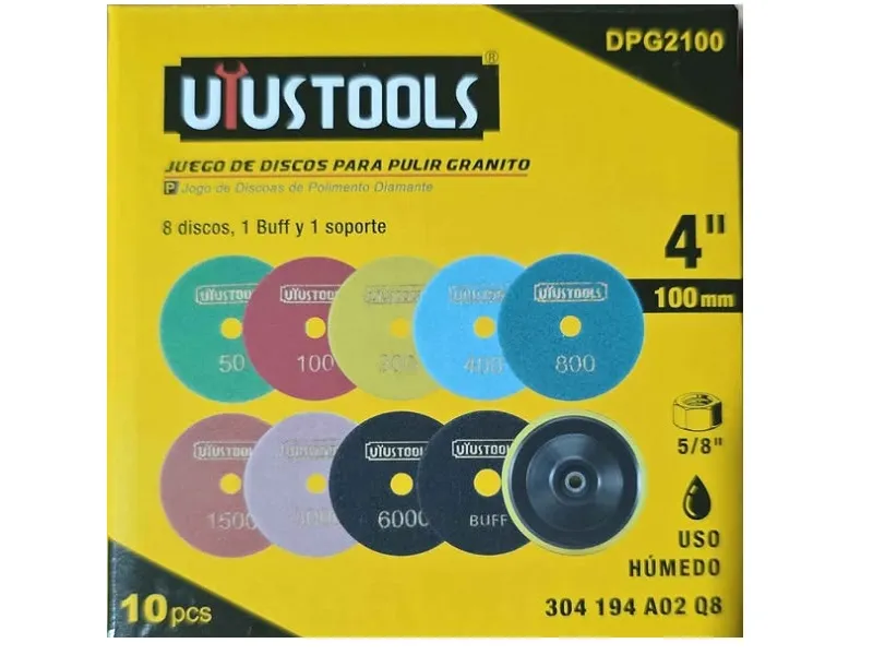 JUEGO DISCOS PARA PULIR GRANITO SET/10PCS 4" UYU