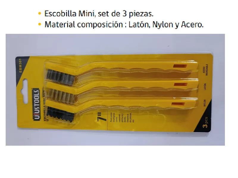 JUEGO DE 3 SEPILLOS DE ALAMBRE PEQUEÑOS ESCOBILLA MINI 3PCS UYUS