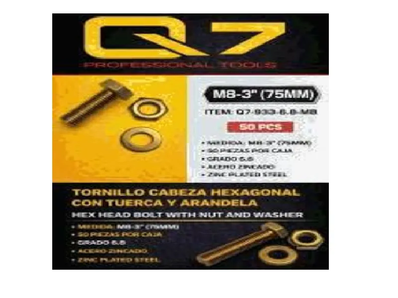 TORNILLO  ARANDELA Y TUERCA-M8 X 3"-50 UD.-Q7