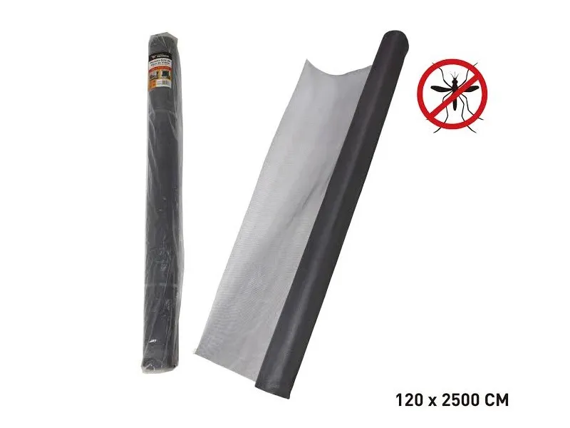 TELA ANTI-INSECTOS GRIS DE FIBRA DE VIDRIO - 120x2500cm