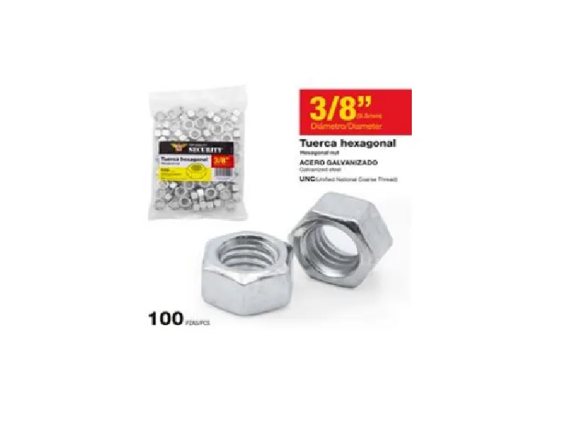TUERCA HEXAGONAL 3/8" (100 PIEZAS)