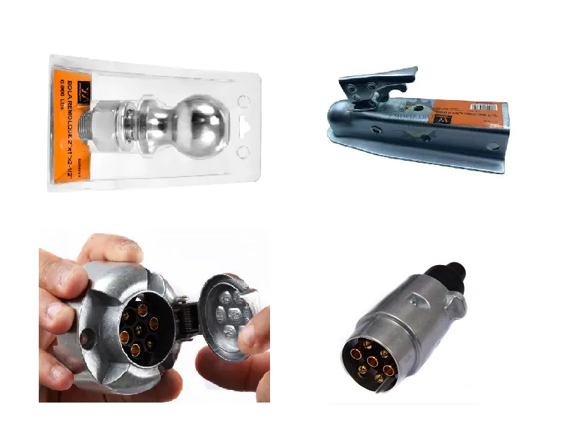 BOLA REMOLQUE 1-7/8"*1"X2-1/8" 3500LB  + ACOPLA REMOLQUE 1-7/8"+2" + ENCHUFE METAL HEMBRA PARA VEHICULO + ENCHUFE METAL MACHO PARA VEHICULO FYY