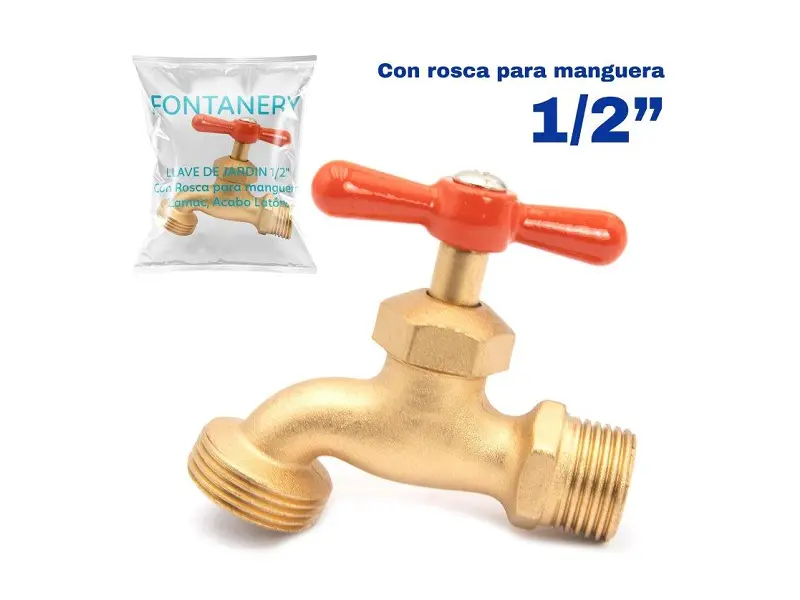 LLAVE DE AGUA PARA MANGUERA DE METAL, CON ROSCA 1/2