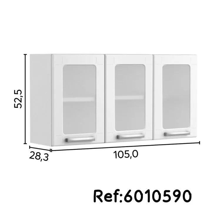 ESTANTE ORGANIZADOR DE COCINA,3 PUERTAS, METAL Y VIDRIO, COLOR BLANCO