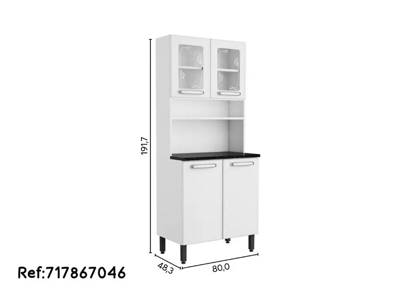 MUEBLE ORGANIZADO TIPO APARADOR PARA COCINA 2 MODULOS COLOR BLANCO Y NEGRO