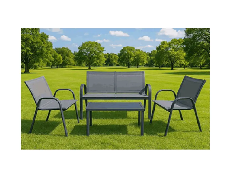 JUEGO DE TERRAZA MATERIAL METAL, INCLUYE SOFA +2 SILLAS+1 MESA)